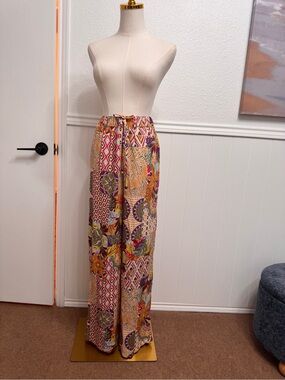 Zara Multicolor Patchwork Wide-Leg Pants